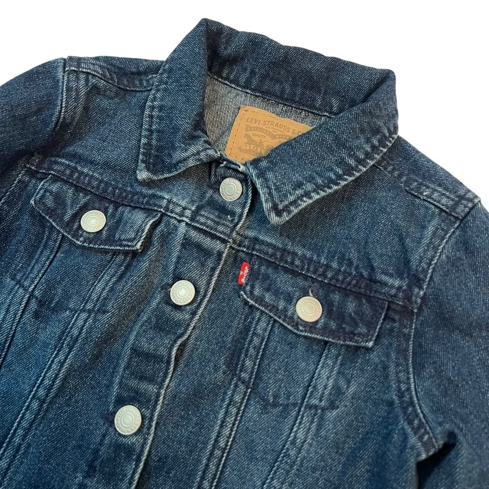 Levi's Kids Denim Trucker Jacket M (10-12 Yrs) Dark Wash Jean Coat Red Tab Youth